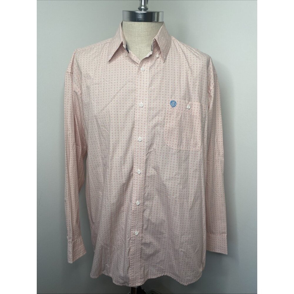 Wrangler George Strait Long Sleeve Shirt XL Button Down Orange Blue Print